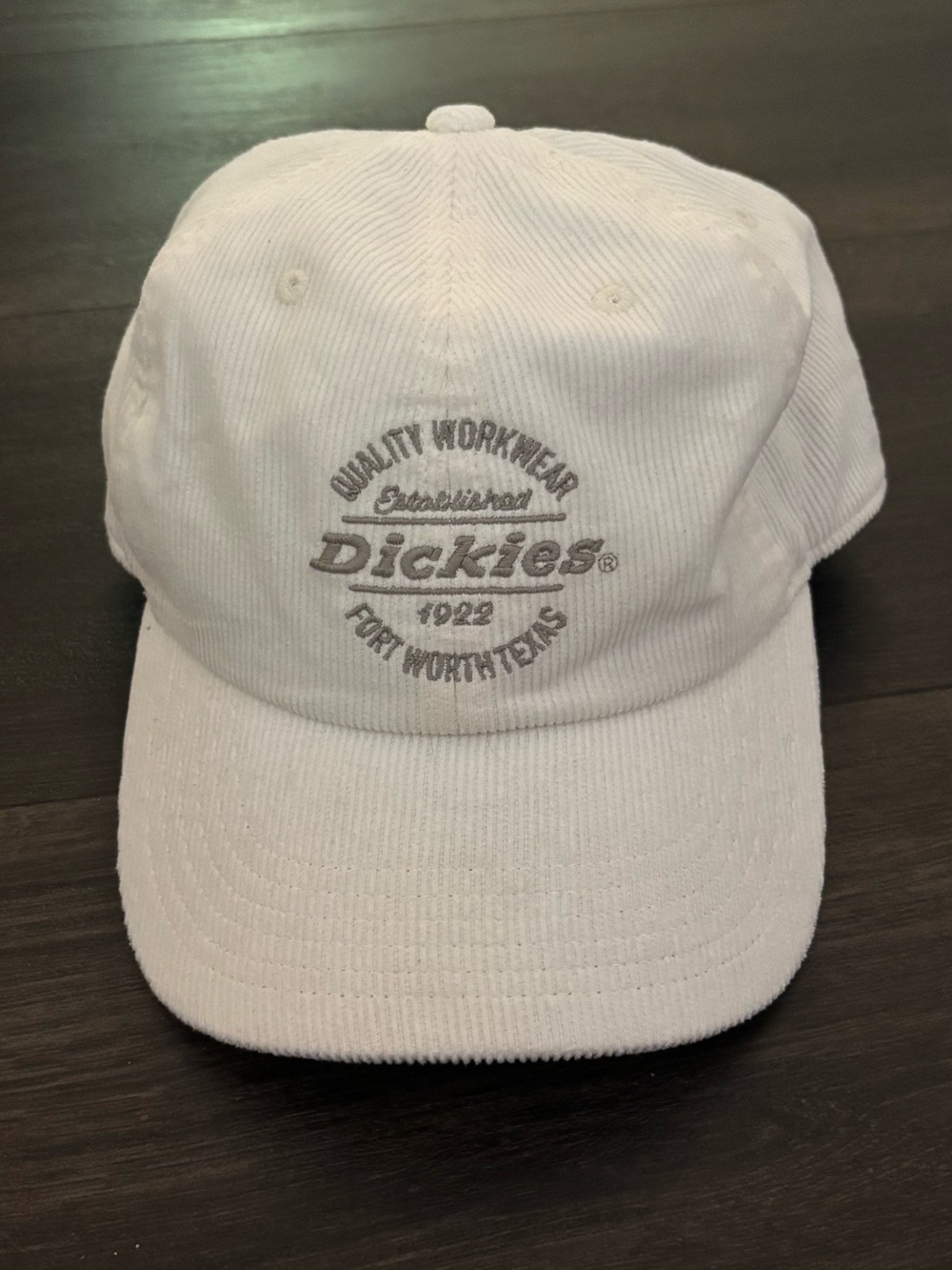 White Dickies Corduroy Strap Back Hat
